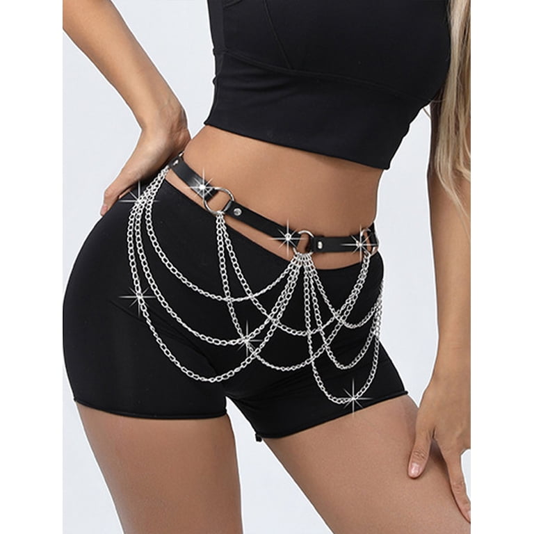 Punk Leather Waist Chain Belt Ring Harness Body Chain  display picture 1