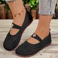 thumbnail image 4 of Wide Toe Box Flats Shoes Women Knit Ballet Flats Mary Jane Dress Flat Wide Width Walking Shoes Slip-on with Strap Black 40, 4 of 6