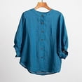 thumbnail image 5 of Endives Women's Summer Shirt Solid Color Retro Loose Medium Sleeve Cotton Linen Shirt Womens Blouse Spring Outfit, 5 of 5