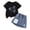 Black B, variant on WRKEKC Girls 2 piece Outfits Cherry Print Round Neck Short Sleeve Top and Elastic Waist Denim Skirt Set for 2-8 Years