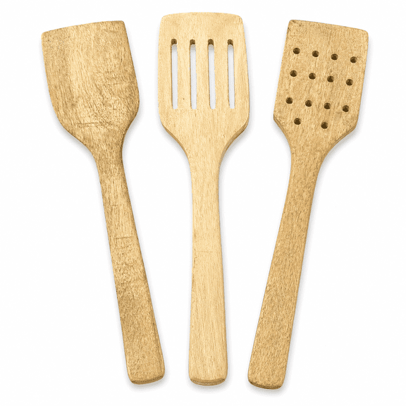 Wooden Spatula Set (Pack of 3) – Non-Stick Safe Cooking Utensils, Heat Resistant Kitchen Tools
