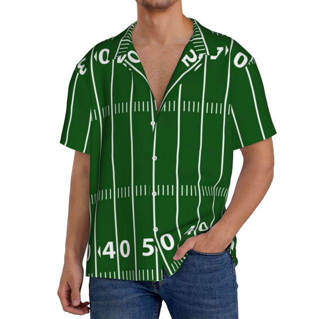 Fotbe American Football Field1 Camisa Estampada de Manga Corta para Hombre, Casual de Verano, Estilo Playero, Sin Arrugas-XX-Large