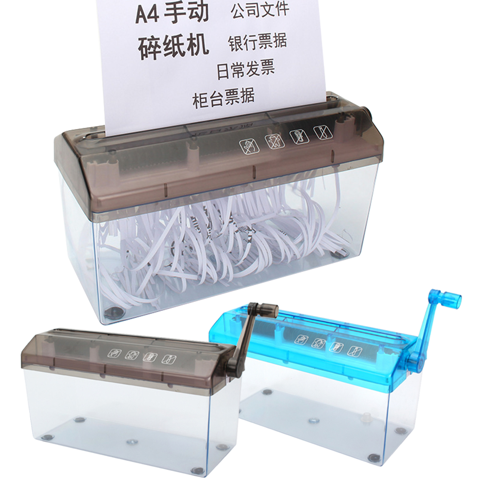 Pnellth A4 Paper Hand Shredder Portable Paper Shredder Manual Shredder 3mm Strip Cut Transparent Window Documents Paper Cutting Tool Home Office Stationery