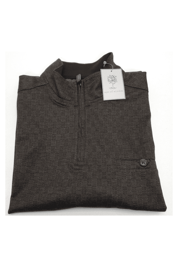 $99.50 Age of Wisdom Men's Stretch Quarter-Zip Pull Over Sweater, Brown, M