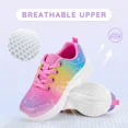 thumbnail image 4 of FUNCOO PLUS Kids Athletic Sneakers Girls Lace Up Walking Shoes Toddler Glitter Breathable Outdoor Running Shoe, Butterfly, Size 12, 4 of 8
