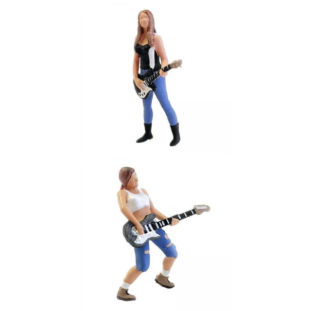 Paquete de 2 Yotijar 1:64 reproductor de guitarra de resina personaje de muñeca de músico para Street Railway