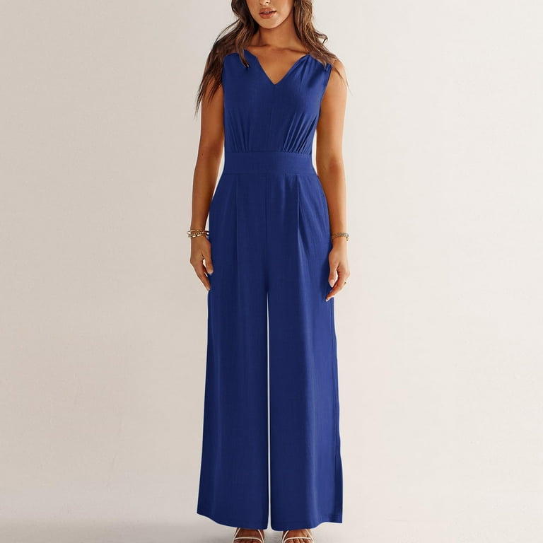 ZZwxWA Jumpsuits for Women 2024 Summer Casual Sleeveless V