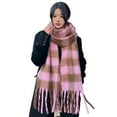 thumbnail image 2 of Harmtty Women Scarf Plaid Print Thickened Warm Long Shawl with Tassel Trim Versatile Winter Blanket Wrap Daily Wear, 2 of 8
