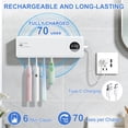 thumbnail image 5 of UV Toothbrush Holder, Rechargeable Tooth Brush Smart Cleaner with Light Cleaning Air Drying, 4 Slots & Timer Function Wall-Mounted Holder for Bathroom, 5 of 9
