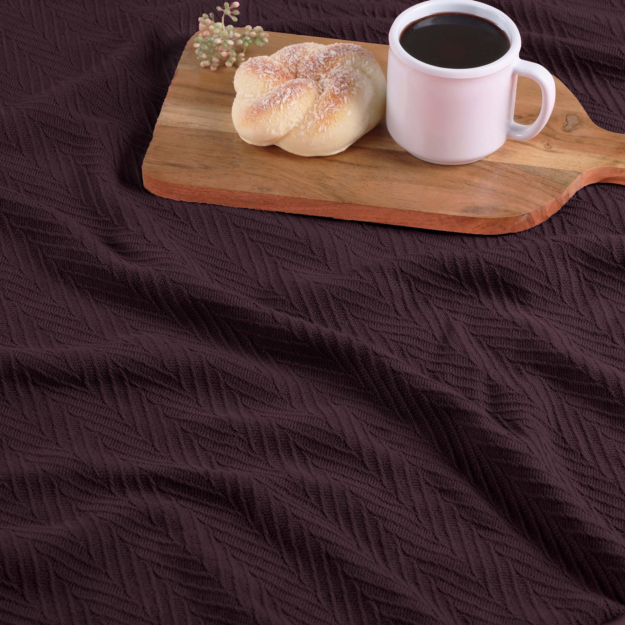 Superior Metro Chevron Zig-Zag All-Season Cotton Blanket, Full/Queen, Plum