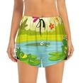 thumbnail image 4 of Lsque Two Frogs Are Sitting On Water Lilies Printed Women's Running Shorts with Liner Pockets,Elastic Quick Dry Workout Athletic Gym Yoga Shorts,Womens High Waist Shorts-Small, 4 of 9