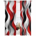 thumbnail image 2 of Sheer Curtains 84 Inches Long, Red Black Grey Light Filtering Window Curtains for Living Room/Bedroom, Moire Modern Artwork Abstract Rod Pocket Voile Sheer Curtain Drapes, 52"W x 84"L, 2 Panels, 2 of 8
