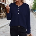 thumbnail image 2 of Women's Button Drawstring Casual Long Sleeve Hoodie, 2 of 9