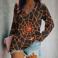 thumbnail image 2 of Stamzod Women's Halloween Clothing V-Neck Long Sleeve Graphic Blouses Casual Fall Spring Tops for Women Trendy 2025 Orange XL, 2 of 5