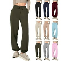 Gmluru Women's Lounge Pants Solid-Color Casual Sporty Style Pocket Elastic Waist Drawstring Comfortable Sweatpants Sweatpants Workout Comfy Jogger Army Green S-2XL