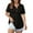 Black, variant on Womens Button Front Plunge Blouse V Neck Design Flowy Fabric Relaxed Silhouette for Summer Outings Brown M