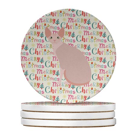 

Sphynx #2 Cat Christmas Large Sandstone Coasters Pack of 4 4 in x 4 in