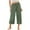 Army Green, variant on Charella Womens Linen Cropped Pants Wide Leg Drawstring Elastic Waist Casual Loose Trousers with Pockets (L, Army Green)