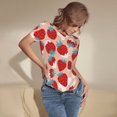 thumbnail image 3 of Kdxio Red Strawberry for Women's Short-Sleeved Onesie Stylish Round Neck Pajamas Bodysuit Jumpsuit Nightwear-Medium, 3 of 7
