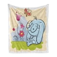 thumbnail image 1 of Butterfly Soft Flannel Fleece Throw Blanket, Clever Rabbit Enjoying the Nature with Butterflies Tulips Daisies Art Print, Cozy Plush for Indoor and Outdoor Use, 50" x 60", Multicolor, by Ambesonne, 1 of 6
