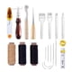 thumbnail image 1 of Kit de reparación de herramientas de cuero de 18 piezas, hilo encerado artesanal de cuero hecho a mano, 8 colores con agujas de coser, tijeras, cinta métrica para coser cuero, zapatos de cuero, sofá, 1 of 5