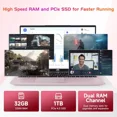 thumbnail image 3 of 17.3" FHD High-performance laptop, Windows 11, Conference camera, Type-C 65W PD fast charger, Intel i3-1215U 32GB 1TB SSD, Lightweight Business Computer, fingerprint, Backlit keyboard, 3 of 9