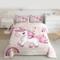 thumbnail image 3 of Feelyou Kawaii Pink Unicorn Bedding Comforter Set for Kids, Dreamy Rainbow Cloud Twin Comforter Sets, Cute Animal Theme Reversible Bedding Set, Breathable Home Decor, 2pcs, 3 of 9
