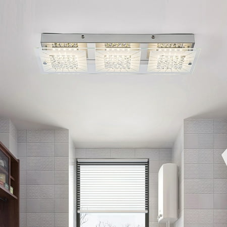 

Auffel Crystal Ceiling Light Flush Mount Glass LED Ceiling Light Kitchen Bedroom Hallway Nickel