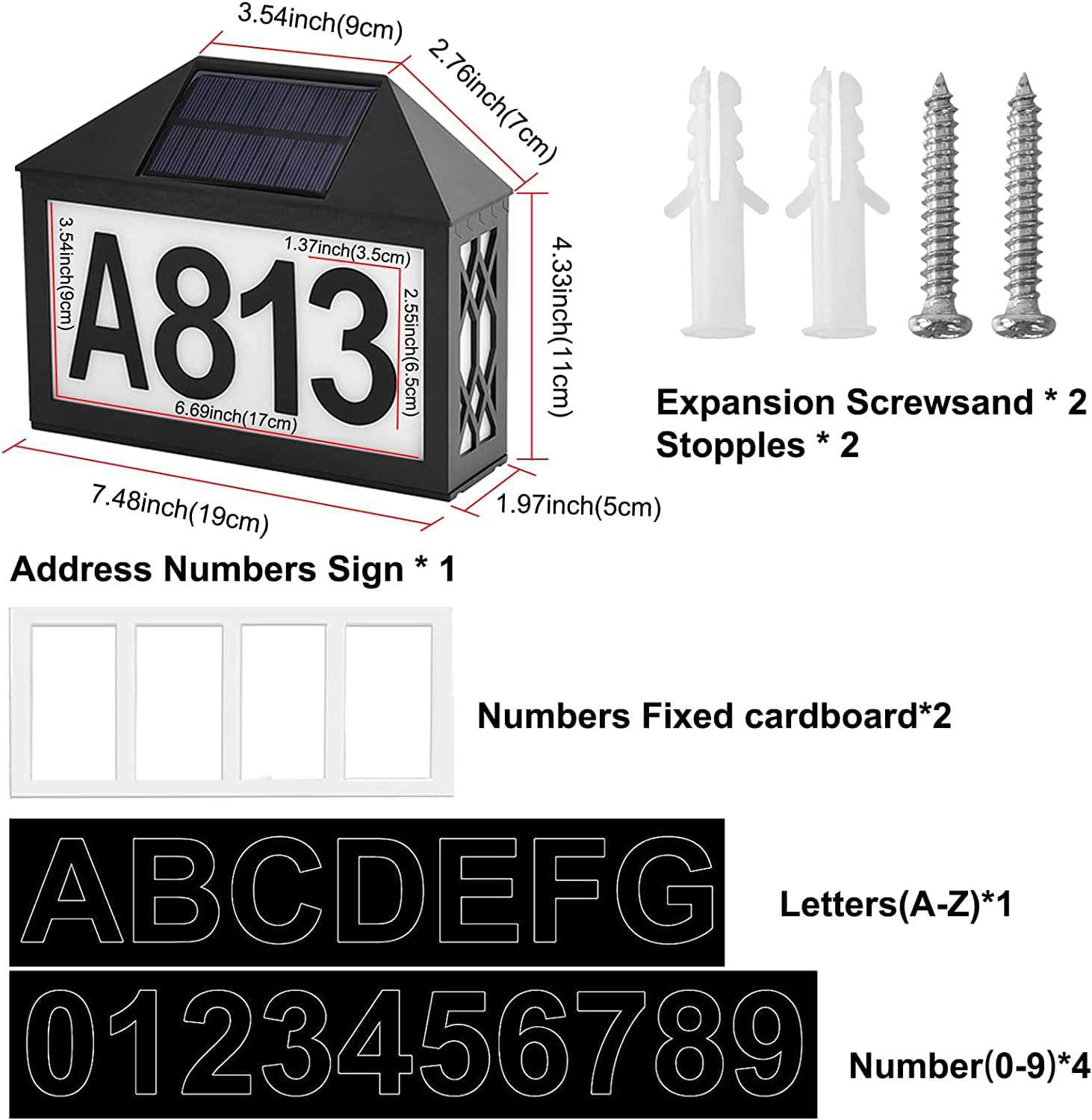 Letour RGB Light Solar Powered LED Illuminated House Number 7