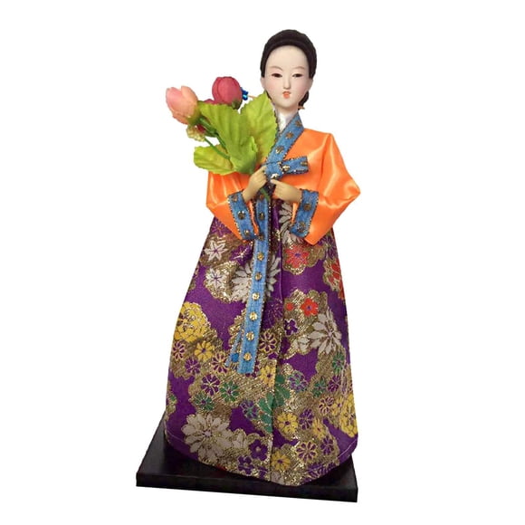Figura de muñeca Hanbok coreana, adorno artesanal único, muñeca étnica oriental coleccionable para mesa, estante, hogar, oficina, fiesta