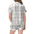thumbnail image 4 of Pajama Set for Kids Toddler Girls Plaid Preppy Pajamas Silk and Stain Short Sleeve Easter Printed Sleepwear Clothes Set Trendy Fashion Plaid Loungewear SetWith Pockets #Light Gray 4-5 Years, 4 of 4