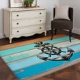 thumbnail image 3 of 3'x5' Area Rugs, Nautical Anchor Indoor Outdoor Area Rug for Living Room Bedroom, Retro Blue Brown Wooden Boards Farmhouse Washable Bathroom Rugs Kitchen Floor Carpet Mats Home Decor Aesthetic, 3 of 8