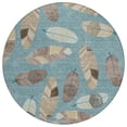 thumbnail image 2 of Addison Rugs Chantille Indoor/Outdoor Transitional Botanical Teal Machine Washable Round Rug, 8' x 8', 2 of 7