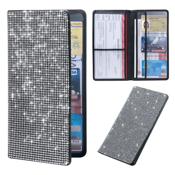 eing Car Registration and Insurance Holder, Leather Vehicle Glove Box Car Organizer Women Wallet Accessories Case for Essential Document, Driver License Cards,White