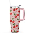 thumbnail image 2 of 40oz Red Cherry Fruit Pattern Stainless Steel Flip Straw Tumbler Spill Proof Travel Cup Double Wall Vacuum Insulated Coffee Mug with Top Handle, 2 of 6
