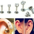 thumbnail image 2 of HOOUN 1Pc Stainless Steel Piercing Tragus Ear Studs Helix Cartilage Earring Jewelry-Black-1.2*6*3mm, 2 of 9