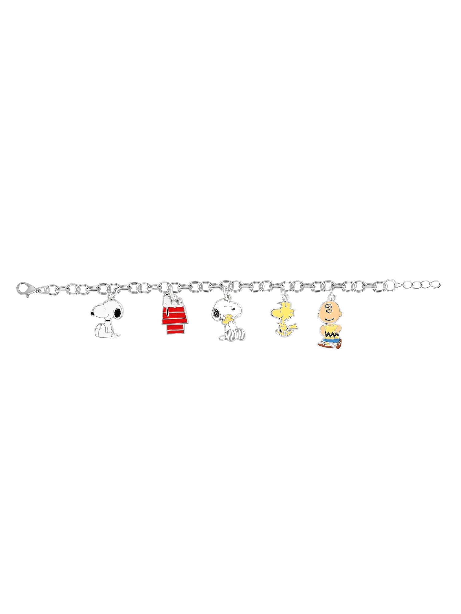 Peanuts Snoopy Charm Bracelet with Metal Charms, 7" + 1" Extension
