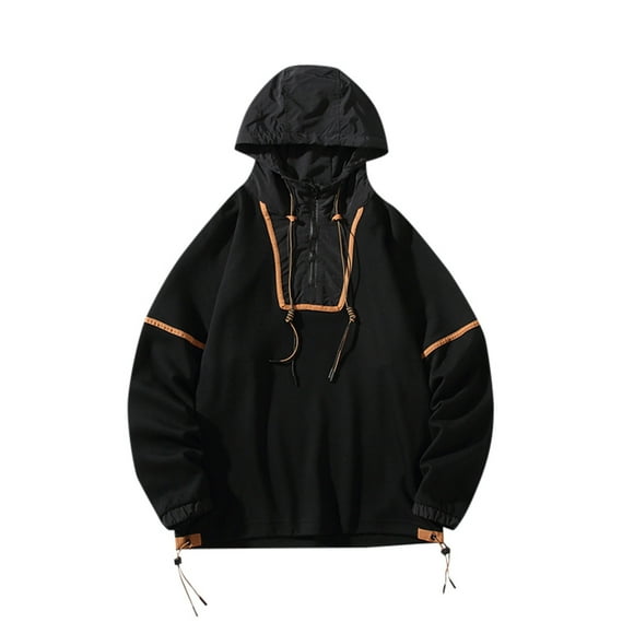 JHLZHS Hoodie Men Tech Men's Fall New Teenage Trend Color Matching Personality Loose Half Zip Hoodie Hoodie Men Big and Tall Mens Sweatshirts V Neck