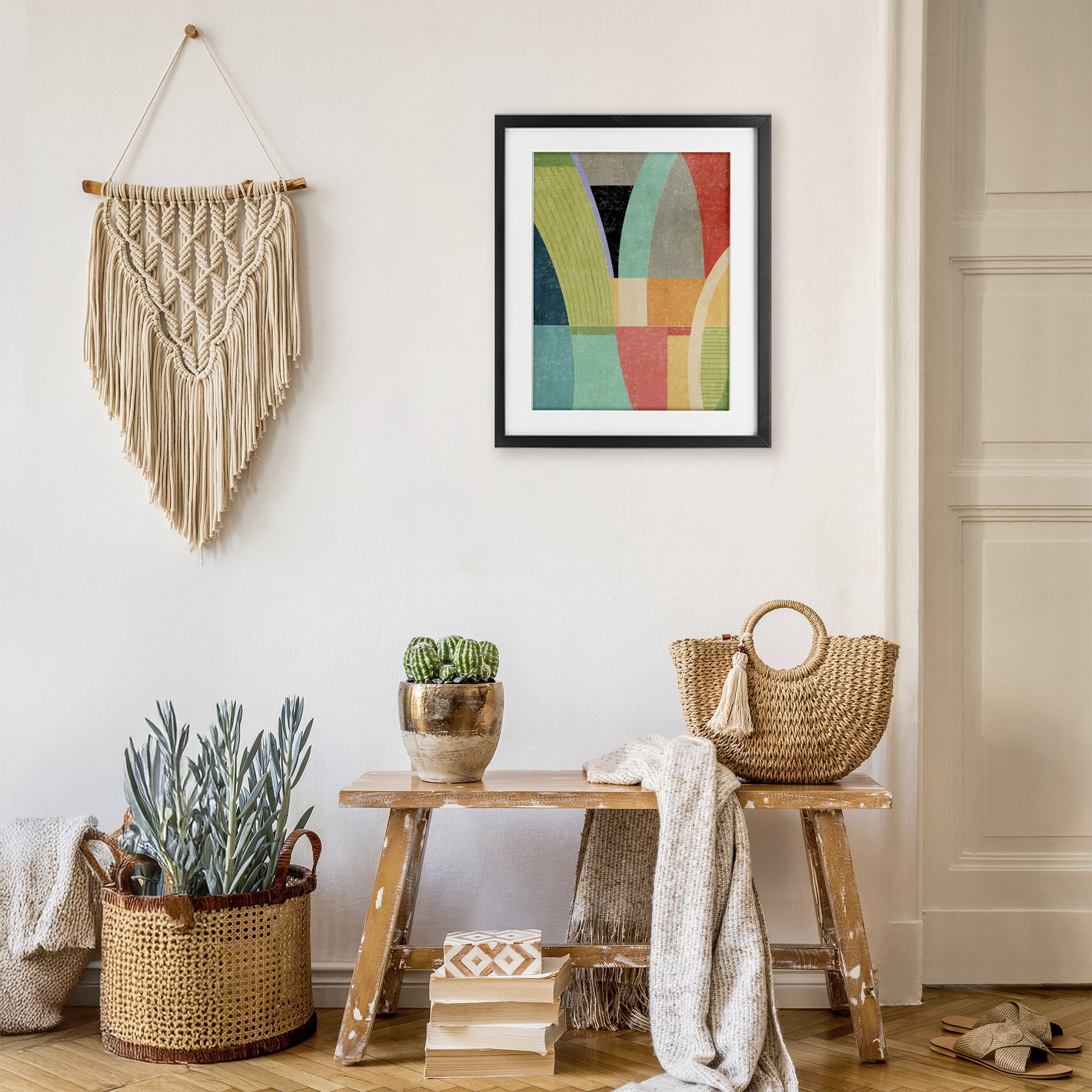 Stupell Industries Retro Geometric Archways Black Framed Print Under Glass, design by Suzanne Nicoll