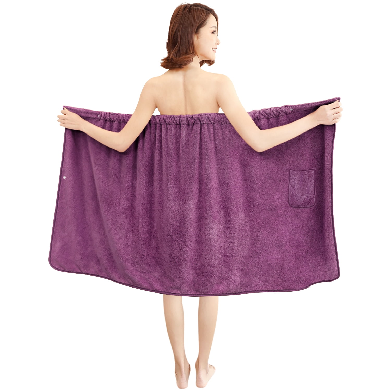 GOSCHE Bath Towel Dress for Women with Velcro & Pocket, Quick Dry Extra