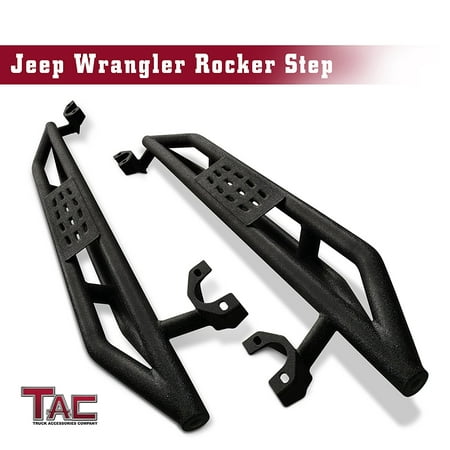 TAC Side Armor Steps for 2007-2018 Jeep Wrangler JK 2 Door (Exclude 2018 Wrangler JL Models) Textured Black Running Boards Nerf Bars Step Rail for