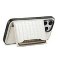thumbnail image 5 of Allytechgroup iPhone 16 Case Wallet, Premium PU Leather Crocodile Pattern Cards Holder Stand Feature Shockproof Bumper Slim Fit Phone Case Cover for Apple iPhone 16, White, 5 of 6