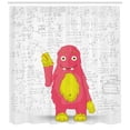 thumbnail image 3 of Ambesonne Science Shower Curtain, Funny Smart Monster, 69"Wx70"L, Yellow White and Pink, 3 of 3