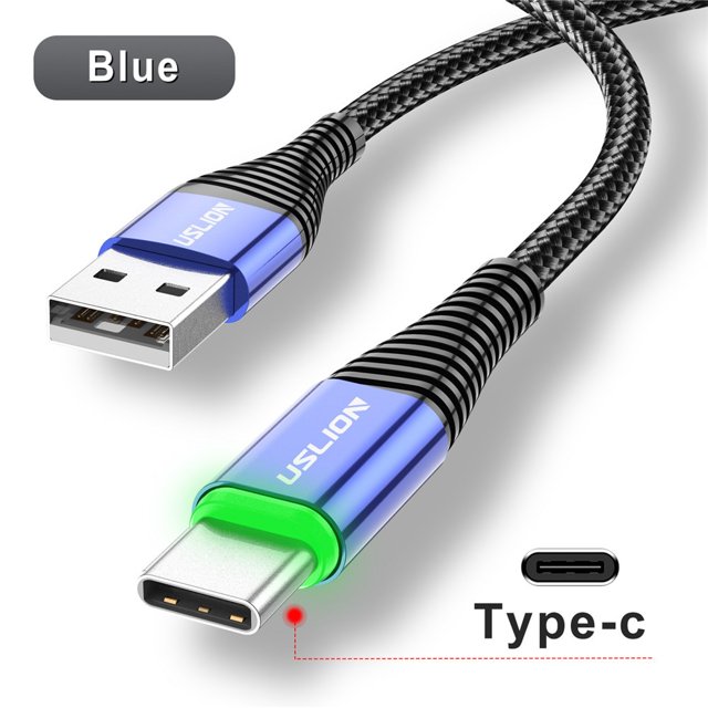 USLION LED 3A USB tipo C Cable Micro USB Cable de carga rápida para Samsung Xiaomi Huawei carga de teléfono móvil USB C Cable de carga de datos Tan Jianjun unisex