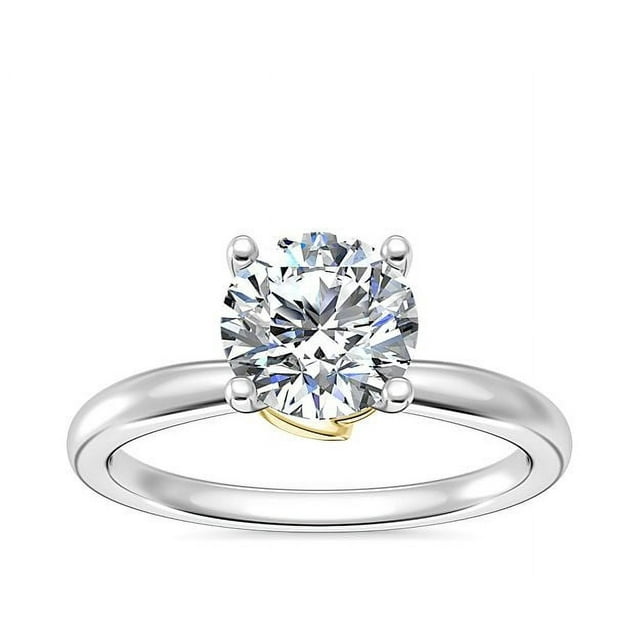 1.00 T.C.W Round Shape Natural Diamond Latest Design Solitaire Wedding Ring for Ladies Solid 14K White Gold Size 8