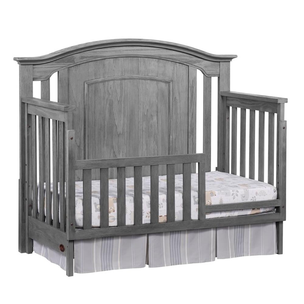 Pemberly Row Set of 2 Wood 4-in-1 Convertible Crib & Nightstand in Gray