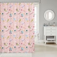 thumbnail image 2 of Manfei Cartoon Rocket Planets Shower Curtain 72Wx84L,Cute Astronaut Bathroom Shower Curtain,Pink, 2 of 5