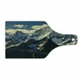 thumbnail image 1 of Mountain Cutting Board, Snowy Mountain Summit Clouds in the Sky Tranquility in Wild Nature Theme, Tempered Glass Cutting and Serving Board, Wine Bottle Shape, White Black Blue, by Ambesonne, 1 of 1
