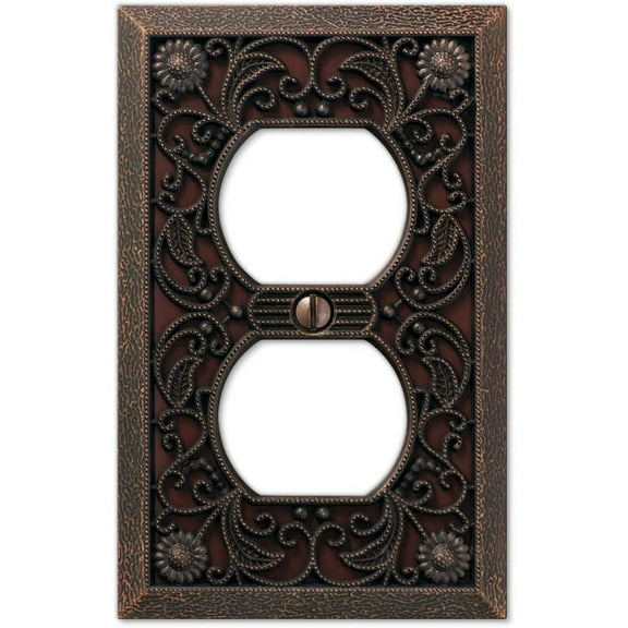 Amerelle 65DDB Moderne Wallplate 1 Duplex Cast Metal Bronze 1-Pack