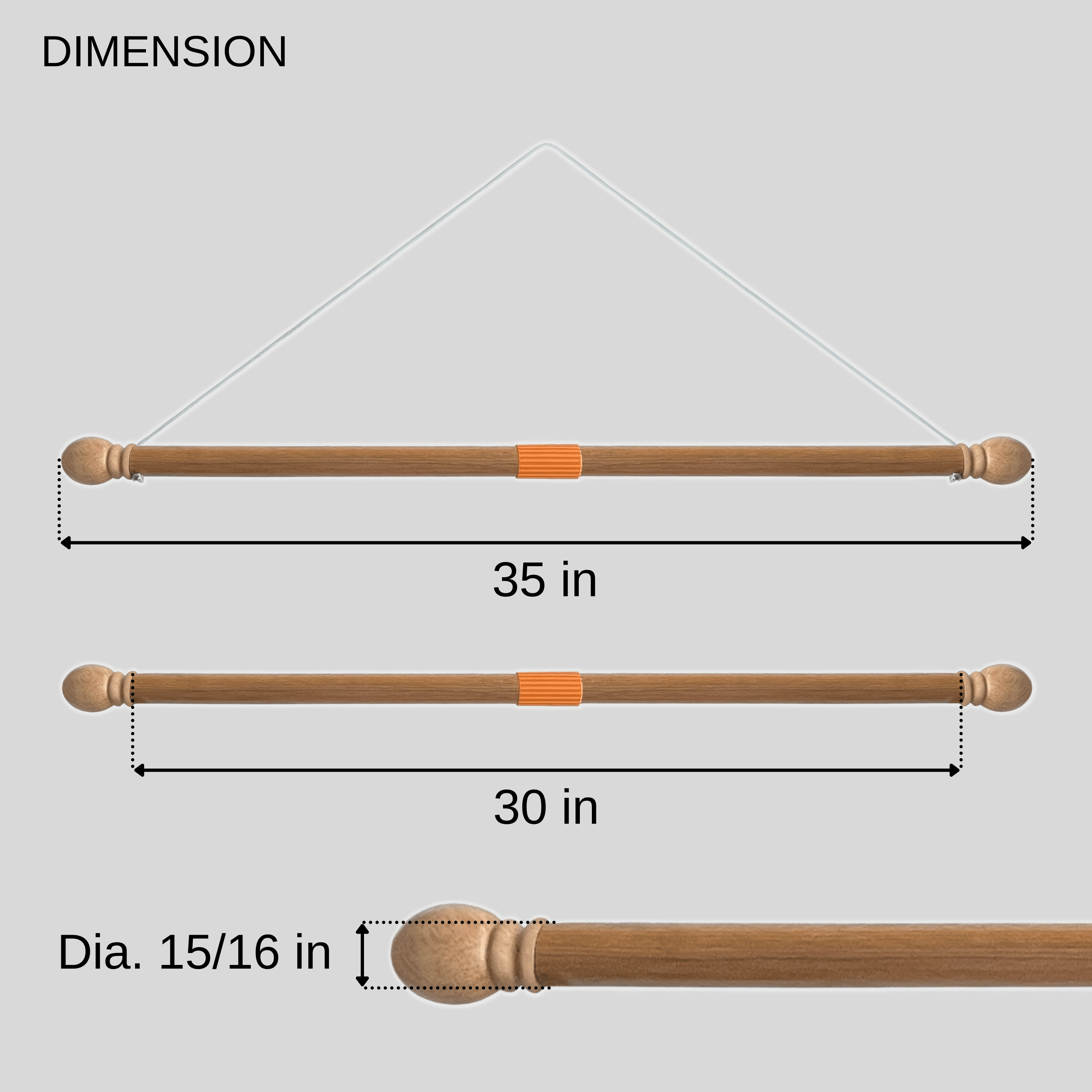 ILOT 35" Wooden Banner Pole - Wall Flag Hanger with 2-Piece Construction - Suitable for House Sports Dynasty Company Flags up to 30" width and sleeve over 1" (Pack of 2)